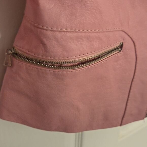 Absolute leather pink lambskin leather small petite womens jacket - Picture 5 of 6